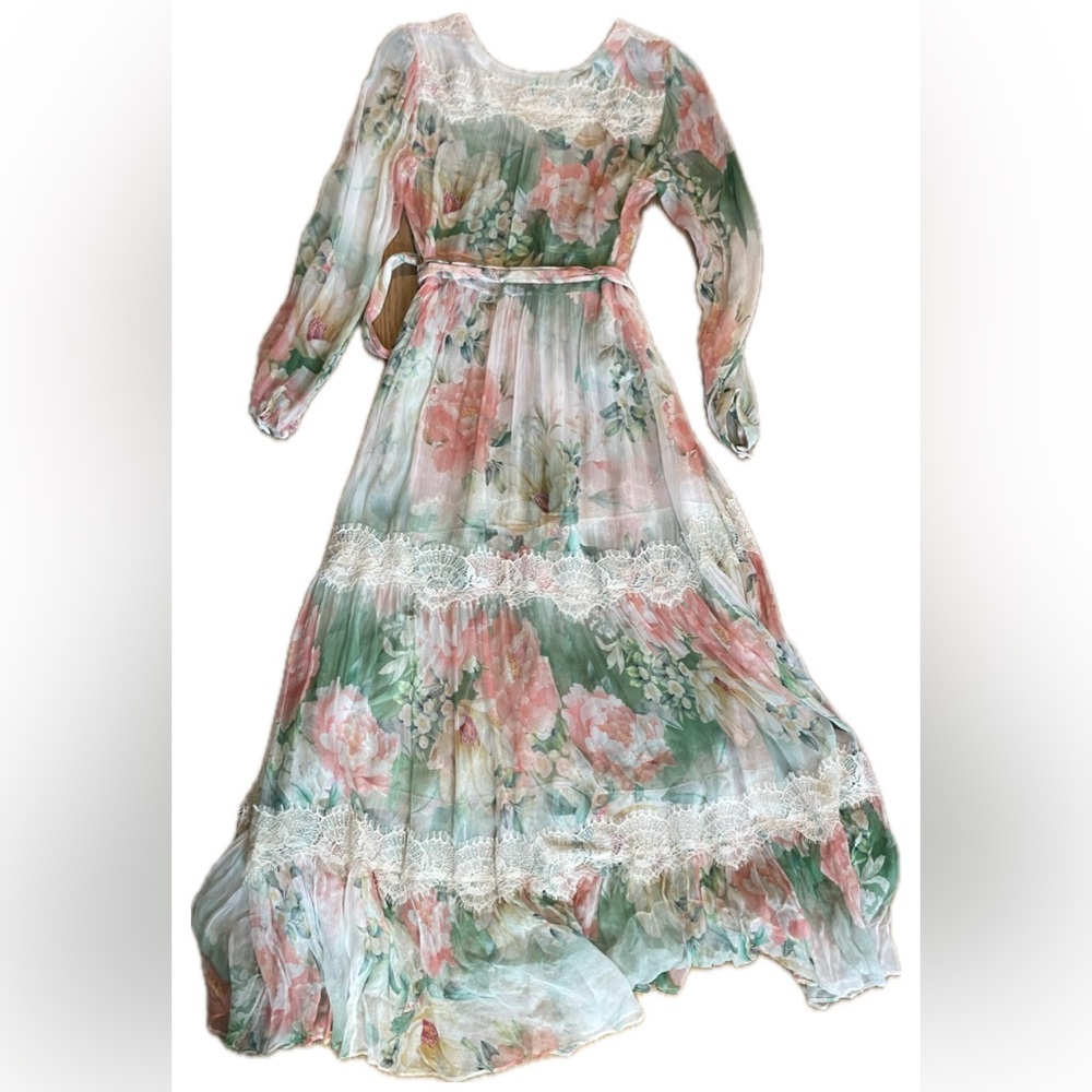 JOHNNY WAS JANE -women’s mesh long dress with under dress and belt - Picture 7 of 10